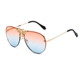 Gafas de sol aviador modernas con detalle de abeja dorada y lentes degradados - Montura dorada con lentes naranja azul