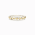 Anello margherita in argento sterling S925 con stami placcati in oro 18K per donna - Taglia US 9 / Oro Bianco