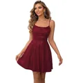 Sparkly burgundy sequin mini party dress with thin straps and a slim-fit A-line silhouette - US 2 / Burgundy