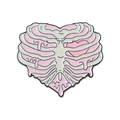 Gothic melting rib cage enamel pin with pink heart design for versatile accessory styling - Rib Cage Melting Dripping Style (XZ6071)