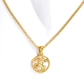 Gold plated zodiac necklace featuring Sagittarius pendant with pink shell and zircons - Sagittarius - Gold