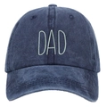 Navy blue washed cotton baseball cap with green DAD 3D embroidery on front crown - Washed Navy DAD Embroidery Baseball Cap