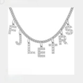 Silver stainless steel DIY necklace with seven cubic zirconia letter pendants - 7 Letters / Steel