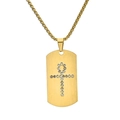 Collana con ciondolo a piastrina militare simbolo Ankh dorato con pietre di cristallo - Con catena / Oro