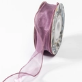 Pale mauve organza ribbon roll with delicate stitched edges for floral bouquet wrapping - Fishtail Yarn (Standard Roll) / Purple