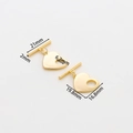 Macro view of gold plated heart toggle clasp with precise 21mm and 19.8mm dimensions - 18K Heart Shaped OT Clasp - 2Pcs/Pack