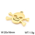 Golden metal skull and crossbones pendant charm, size 20x16mm, weighing 1.5 grams - Gold (KLJ7114-Z)