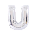 Silver letter U foil balloon for birthday party decorations with metallic finish - 32' Silver Chubby Letter Aluminum Foil Balloon (u)