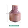 Modern glossy purple ceramic vase with textured stripes and light speckles, height 15.4cm - Medium / Bright Purple