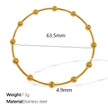 Minimalist golden stainless steel bead bracelet with 63.5mm diameter and 7.3g weight - Gold