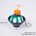 7cm artificial fruit smoothie bowl keychain with green syrup and cherry decoration - Keychain / Diameter 7cm / Yellow Cherry