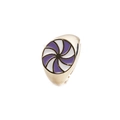 Bague moulin à vent dorée avec motif tourbillon en émail violet et blanc sur fond blanc - Ouvert Réglable / Violet Blanc