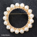 Golden round pearl brooch with circular crystal setting measuring 3.6x3.6 cm - Gold Pearl Ring
