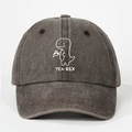 Berretto da baseball in cotone lavato grigio scuro con ricamo dinosauro Tea-Rex - Taglia unica / caffè
