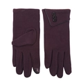Deep purple thermal fleece gloves for women with touch screen fingers and button details - Coffee