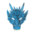 Máscara de dragón azul 3D de espuma PU para Halloween y fiestas de carnaval de fantasía - Máscara de Dragón Azul Mejorada (WHDB21736P)