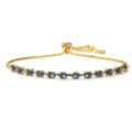 Close-up of golden box chain with slider clasp and marquise-cut blue zircon stones - Gold Plated Blue Zirconia