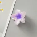 Plumeria claw clip in purple gradient resin for elegant back-of-head hairstyles - White Purple Heart [4cm Mini]