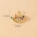 Detailed view of evil eye pendant with colorful zircons and size dimensions 2.8cm x 2.4cm - Gold Bohemian Multi-colored Gem Eye Pendant (J)