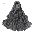 Detail showing deep grey crinkled breathable linen-cotton scarf with soft texture - 14# Dark Grey