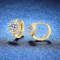 Sparkling S925 silver 18K gold plated sunflower halo moissanite hoop earrings for women - 5mm Zirconia / 18k Gold Plated