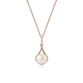 Elegant rose gold water drop pendant necklace with a white pearl and small diamonds - 925 Silver / Rose Gold Plated Necklace