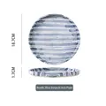 Japanese retro blue striped 8-inch ceramic plate with minimalist Nordic design - Single Plate / Blue