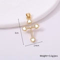 Cross pendant with heart-shaped white shell and zircon details, 3cm by 2.4cm size - Cross Style N