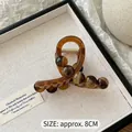 Bernsteinfarbene Haarklammer aus Harz in Schildpatt-Optik, rundes Design, 8cm - Farbverlauf Kaffee Perlen Haarklammer