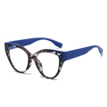 Fashionable cat eye sunglasses in dark blue and tortoiseshell pattern with clear lenses - Tortoiseshell Blue Frame