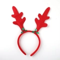 Festive red reindeer antler headband with green holly leaves and red berries on white - 28# Large Antlers
