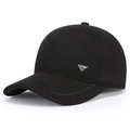 Gorra de béisbol de lana negra con orejeras y logotipo de triángulo plateado lateral - Ajustable / Negro
