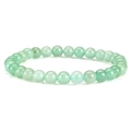 Pale green 6mm natural gemstone beaded stretch bracelet with polished crystal stones - Green Aventurine