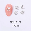 Detail of silver star and moon nail art charms with rhinestones, size 7x7mm - Silver Moon Star White Rhinestone (A171)