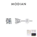 Elegant 925 sterling silver moissanite stud earrings with classic round cut and GRA certificate - 925 Silver / 0.50CT (5.00mm)