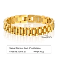 Golden 10mm stainless steel watch band bracelet with IP gold plating and polished finish - 10mm: 16.5cm / Gold