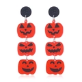 Dreistufige Halloween-Kürbis-Ohrringe aus Acryl in leuchtendem Orange und Schwarz - Dreifacher Kürbis / Orange + Schwarz