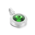 Minimalist silver pendant featuring a brilliant cut emerald green crystal stone - Green Gemstone Silver Base (KP100734-K)