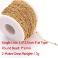 14k gold plated stainless steel satellite chain with 2mm beads for DIY jewelry making - Cable Chain (E312) / 1.5*2.5mm (2 Meters/Pack) / Gold