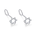 Minimalist S999 sterling silver stud earrings featuring a hollow hexagram star design - S999 Pure Silver / Hexagram Stud Earrings
