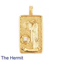 Golden tarot pendant necklace featuring The Hermit embossed design with zircon inlay - 9. The Hermit