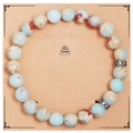 Bracelet en perles de pierre naturelle bleu et rouge sur carte cadeau 25ème anniversaire - Bracelet en Pierre de Shoushan + Carte Joyeux 25ème