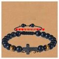 Men's beaded bracelet with tiger eye stone and cross on a To My Dad gift card - Style-B / To My Dad