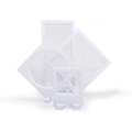 Quadratische weiße PE-Folie Schwebeschachtel für eleganten Schmuck Display - Runder Sockel / Weiß