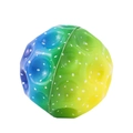 Macro shot of high-bounce stress relief ball with vibrant gradient colors and crater texture - Colorful 3-Color Green