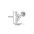 Surgical steel labret stud with cubic zirconia cluster design and size 0.91cm x 0.54cm - Irregular Cluster Design (0166-8#) / Silver