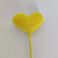 Handmade crochet yellow heart-shaped flower bouquet gift on white background - Bright Yellow