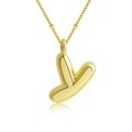 Collier avec pendentif lettre Y bombée en 3D doré poli et chaîne à billes raffinée - Lettre Y