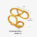 Adjustable geometric multi-layered hollow gold stainless steel ring for women - Oval Hollow Style / Gold