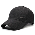 Gorra de béisbol de textura gris oscuro para hombre con etiqueta metálica de Fashion - Ajustable / gris oscuro